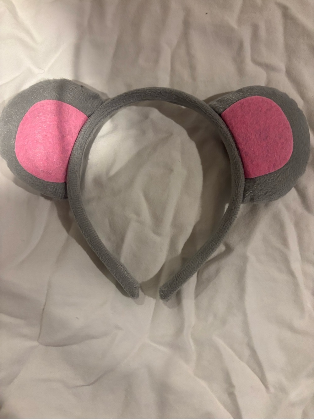 Kids Gray and Pink Plush Ear Headband - Cute Animal Style